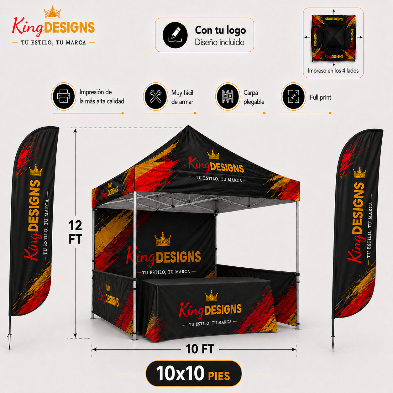 Carpa 10x10 impresion completa premium (set completo)